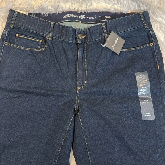 NWT, Eddie Bauer Blue Boot-cut stretch Jeans with Classic Stitching, size 18W - Picture 4 of 13